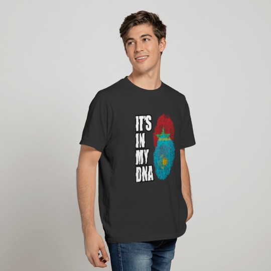 Kazakhstani And Moroccan Mix DNA Flag Heritage T-shirt