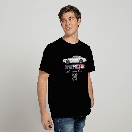 American Muscle Cameo White w Argent Graphics T Shirts