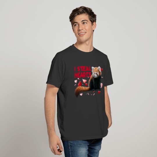 I Steal Hearts red panda Valentines Day T-shirt