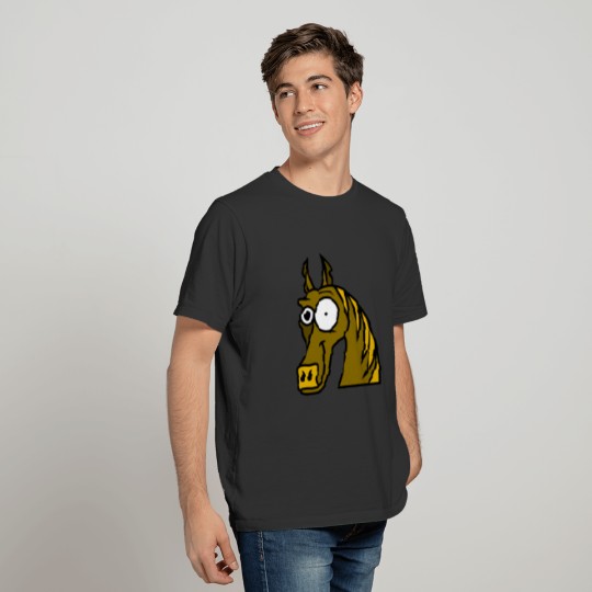 funny crazy horse head T-shirt