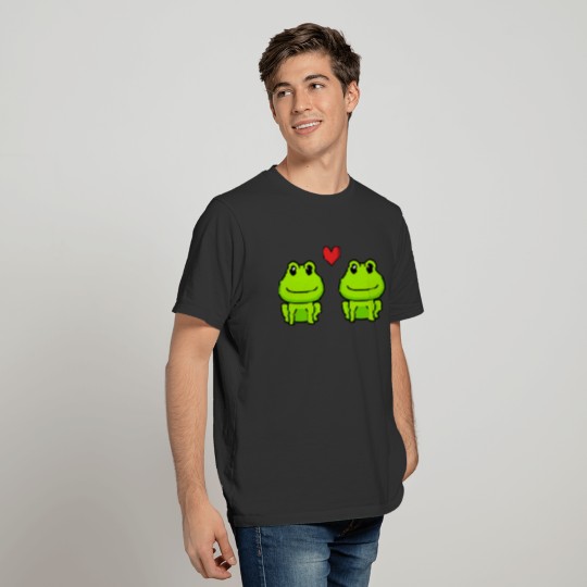 Frog cartoon couple love T-shirt