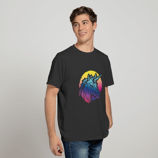 Unicorn 80s Retro Rainbow Gift Idea 005-121 T-shirt