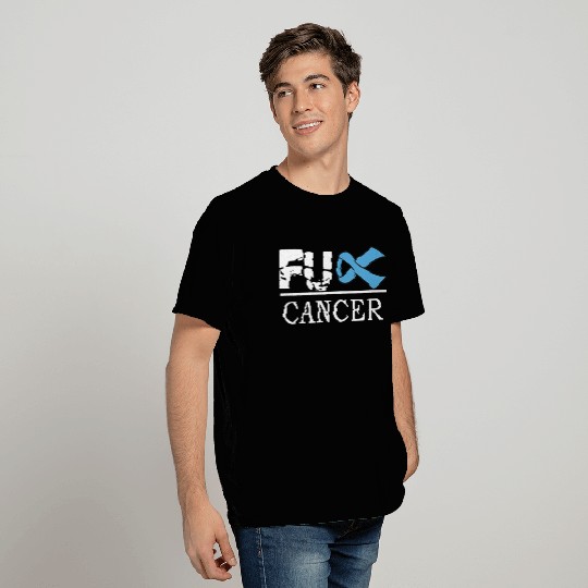 Fuck Cancer Awareness Blue Ribbon Prostate T Shirts
