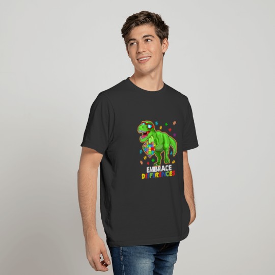 Embrace Differences Autism Awareness Dinosaur T-shirt