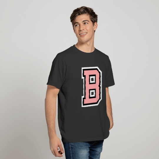 Monogram Pink Black White College Initial B T-shirt