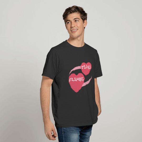 A Twin Flames heart design on white text T-shirt