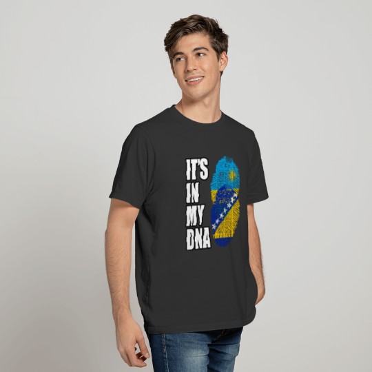 Rwandan And Bosnian Vintage Heritage DNA Flag T-shirt
