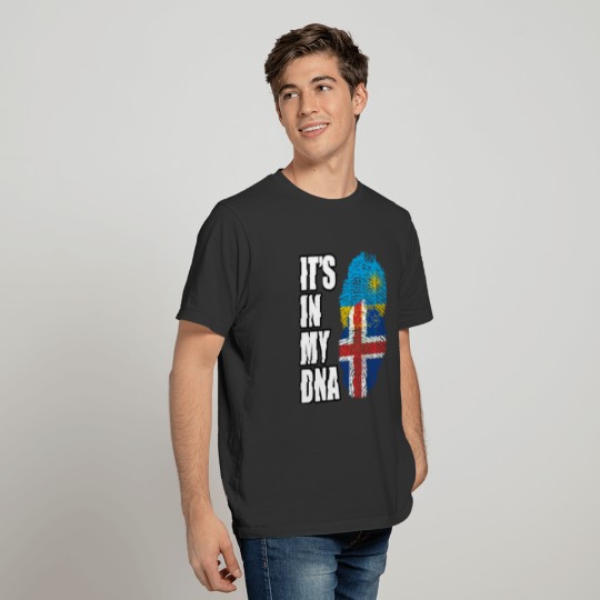 Rwandan And Icelandic Vintage Heritage DNA Flag T-shirt