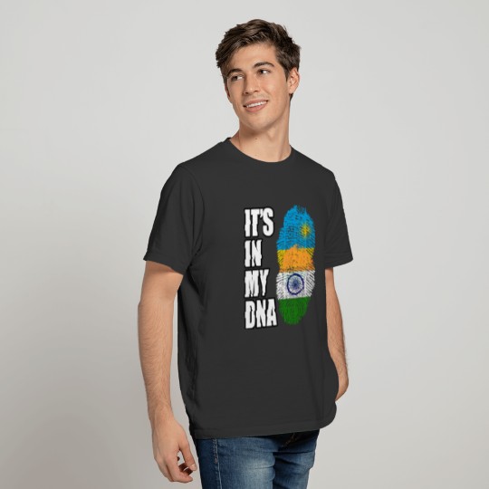 Rwandan And Indian Vintage Heritage DNA Flag T-shirt