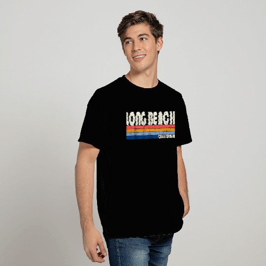 Retro Vintage 70s 80s Style Long Beach, CA T Shirts