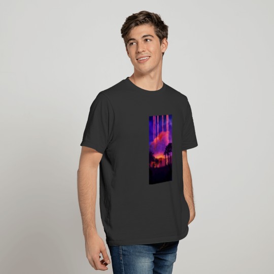 Neon palms landscape: Cloud T-shirt