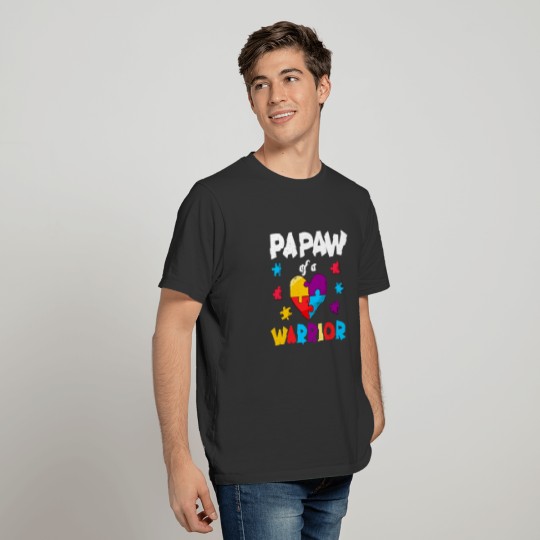 Dad Papaw Puzzle Warrior Heart Autism Awareness T-shirt