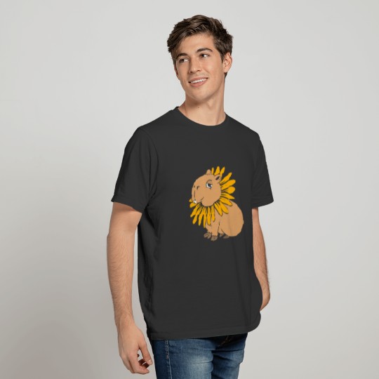 Cute Zoo Animals Sunflower Capybara T Shirts