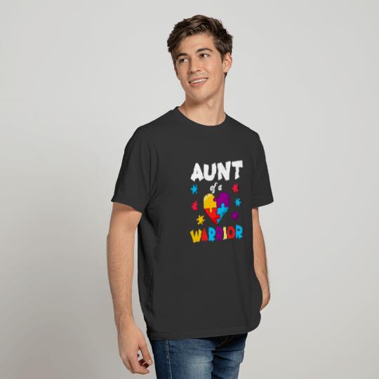 Aunt Puzzle Warrior Heart Autism Awareness T-shirt