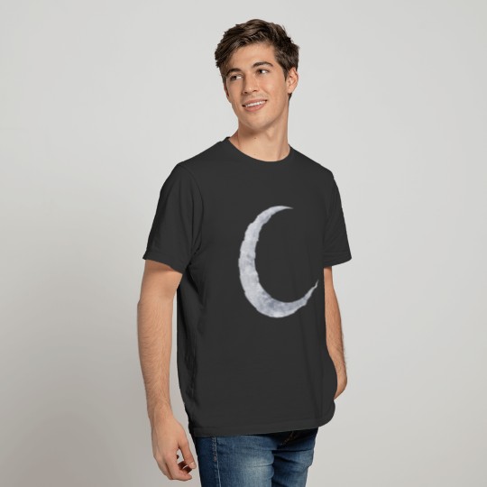 delicately shimmering silver-colored moon T Shirts