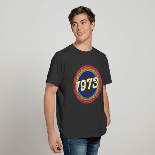 1973 Retro Rainbow Distressed Style T-shirt