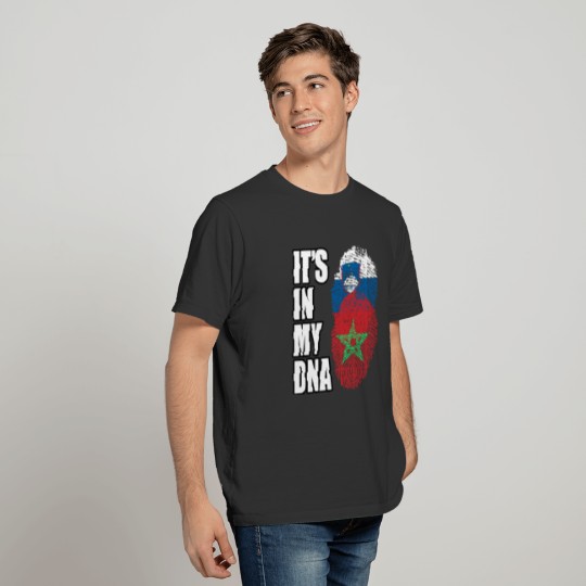 Slovenian And Moroccan Vintage Heritage DNA Flag T-shirt