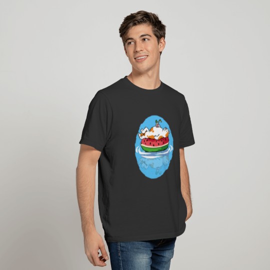 Cat Floating on the Water Enjoy Summer Vaccation T-shirt