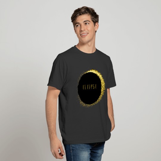 Eclipse Black and Gold Graphic Design T-shirt