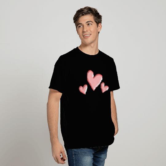three hearts heart pink Valentine s Day T Shirts