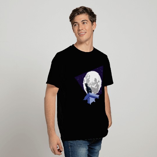 Black cat under the moon T Shirts