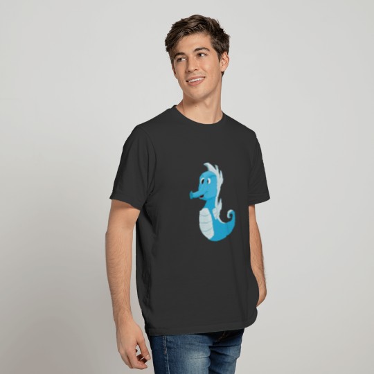 cartoon blue seahorse T-shirt