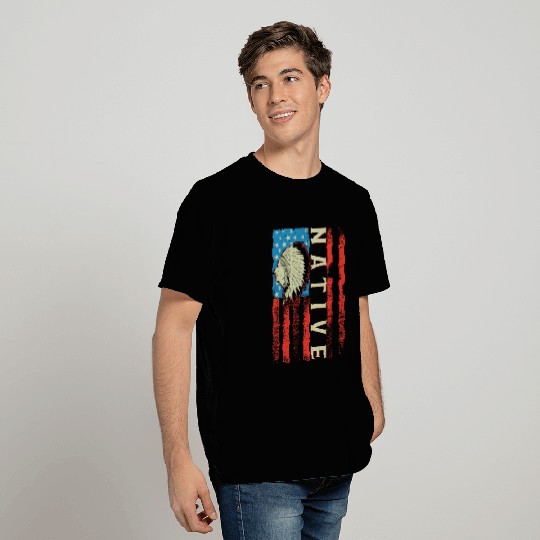 Native American Flag Chief Traditional US T Shirts