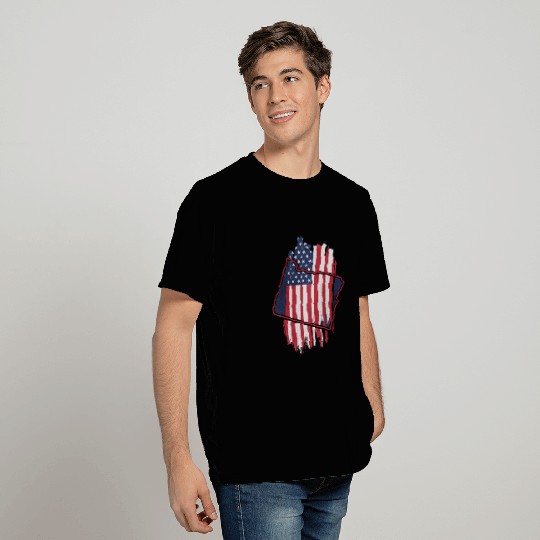 Retro American Flag Oregon State Mountain T Shirts