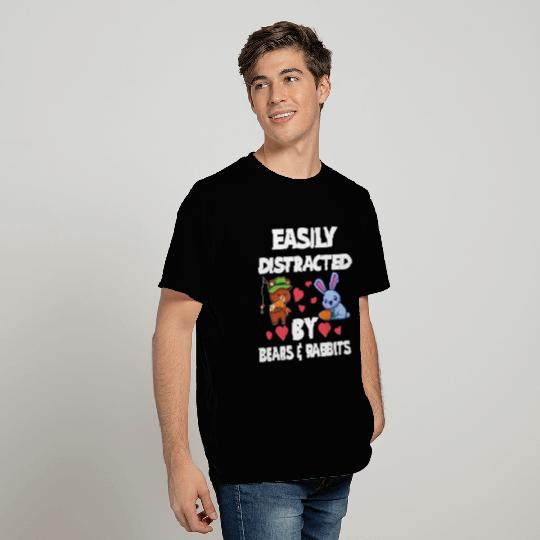 Easily Distracted By Bear Rabbit Relaxed Fit T Shirts