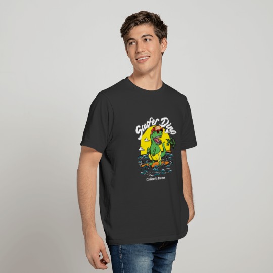 Funny Dinosaur As Surfer T Shirts