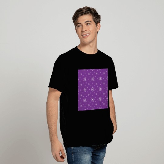 Modern Snowflakes Pattern Purple T Shirts
