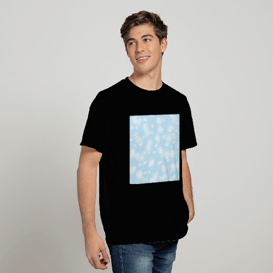 Blue Snowflakes Pattern T Shirts