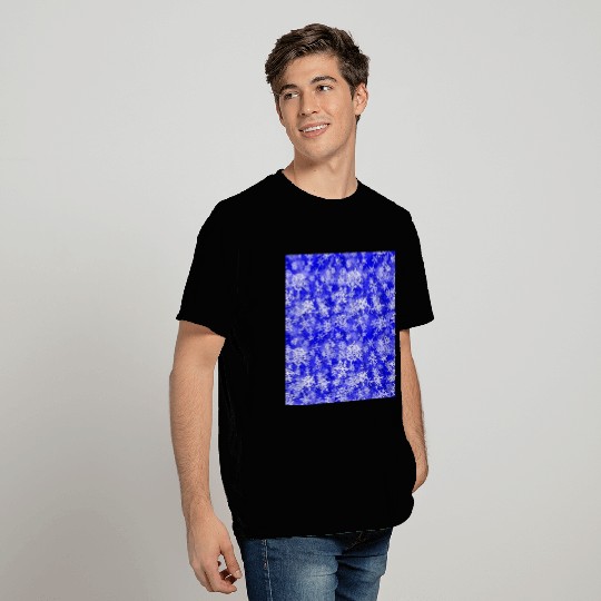 Navy Blue White Snowflakes Pattern T Shirts