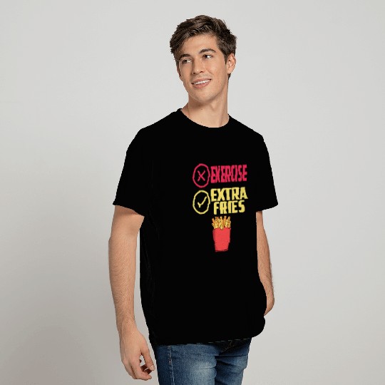 Exercise Extra Fries Chips Workout Gym T Shirts