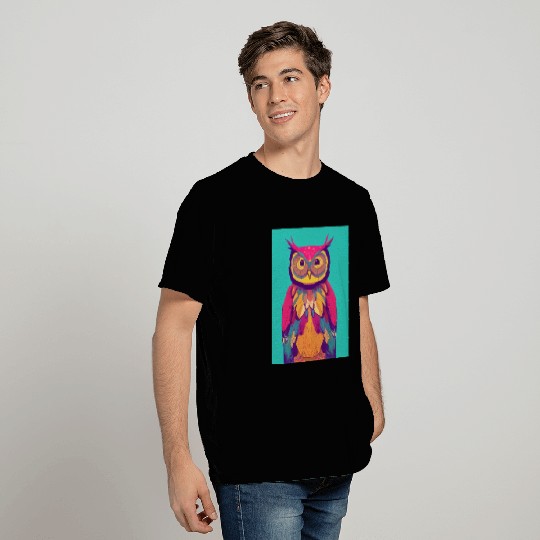 Colorful Boho Owl Portrait Vibrant Illustration T Shirts