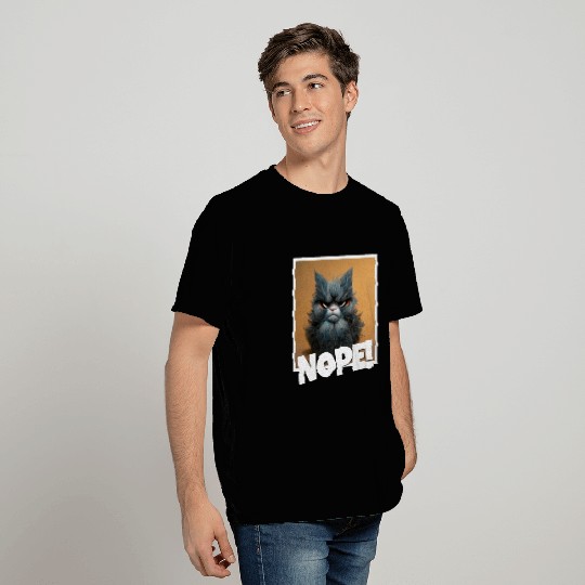 3d cat grumpy Coffee I hate people good morning T Shirts
