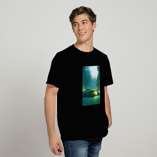 Futuristic grey neon car T Shirts