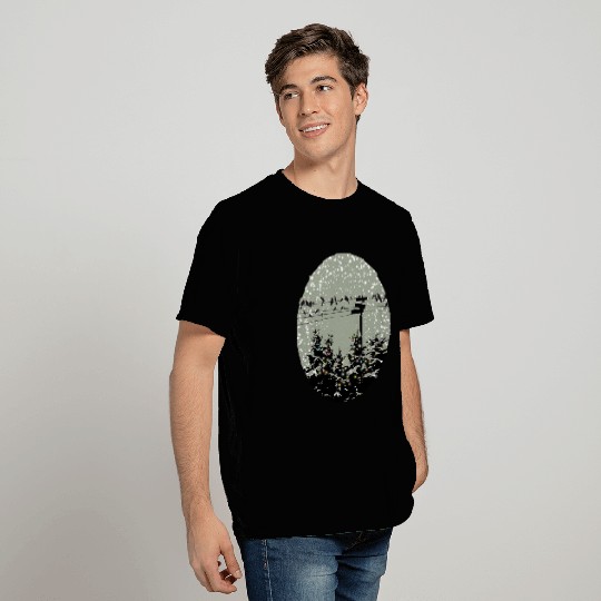 Birds on power line above lighted trees T Shirts
