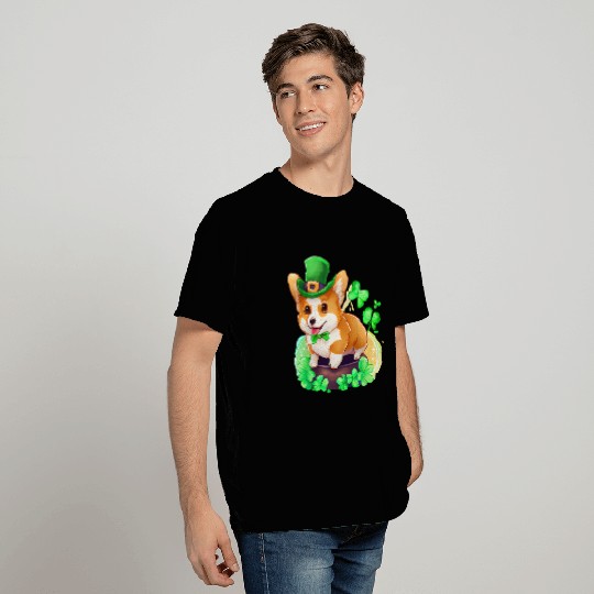 St Patrick's Day Irish Cute Corgi Saint Patrick T Shirts