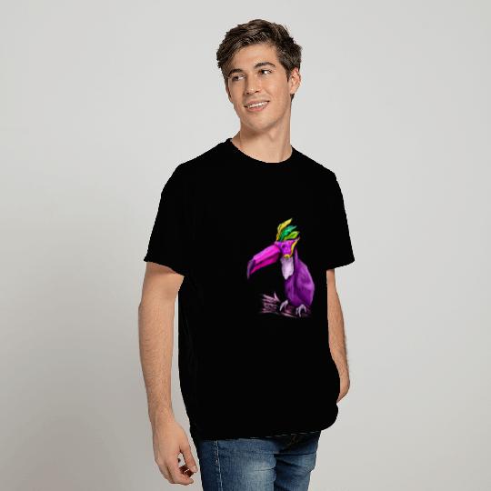 Purple Tucan With Mask For Mardi Gras T Shirts