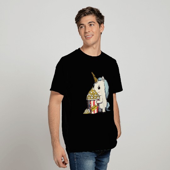 Rainbow Unicorn eating Butter Popcorn T Shirts