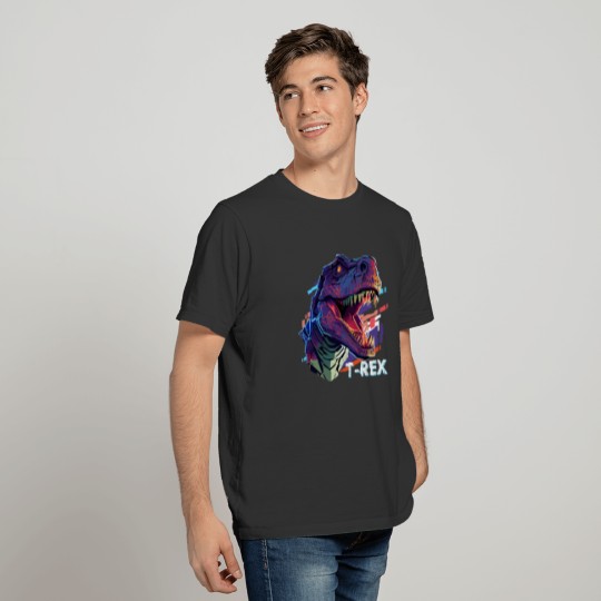 Colorful Roaring Tyrannosaurus Rex T-Rex Head Dino T Shirts