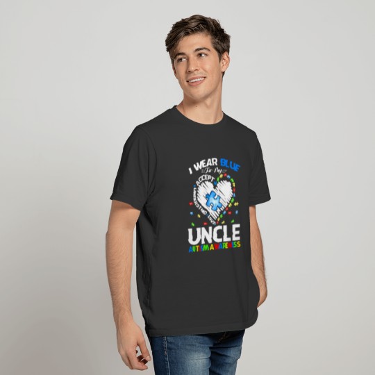 Heart I Wear Blue For My Uncle Autism Awareness T Shirts