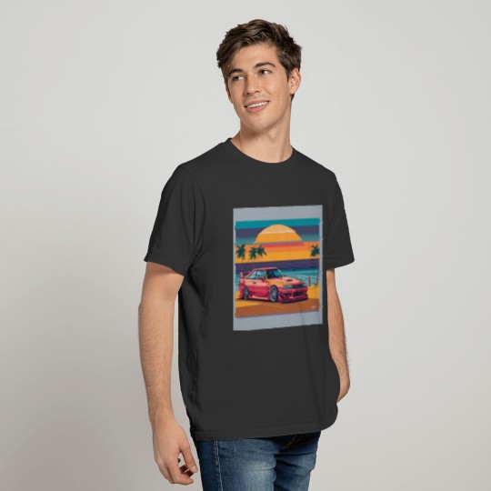 Cool red car on the beach summer T Shirts