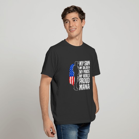 Proud Mom Stars and Stripes Soldier Son USA T Shirts
