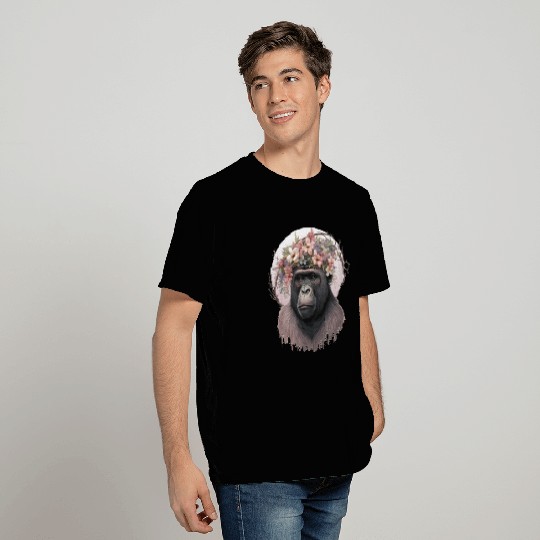 Floral Gorilla Flower Crown Monkey Lover T Shirts