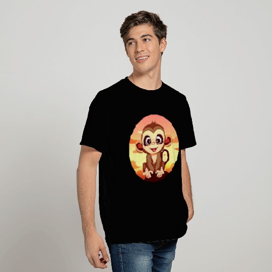 monkey chimpanzee round sunset T Shirts