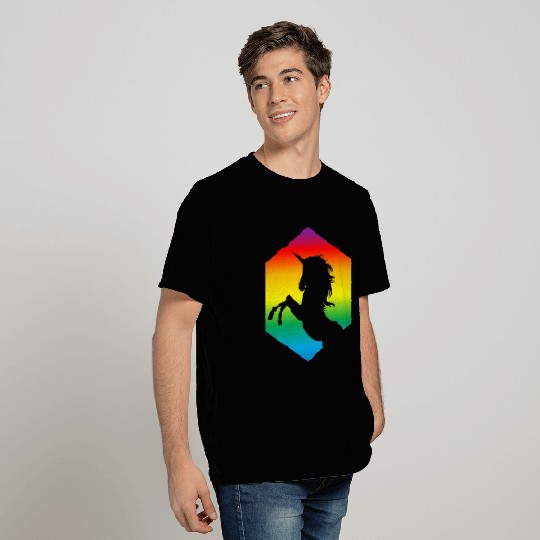 Rainbow Unicorn d20 Silhouette | TTRPG Pride T Shirts