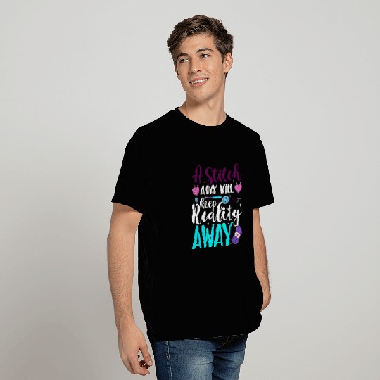 A Stitch a Day will keep Reality away Knitting Yar T Shirts