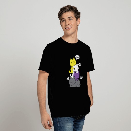 Nonbinary They Their Them Meow Non-Binary Flag T Shirts